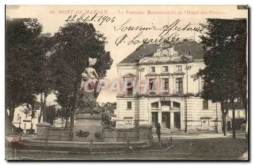 Cartes postales Mont de Marsan La Fontaine Monumentale et l&#39Hotel des Postes