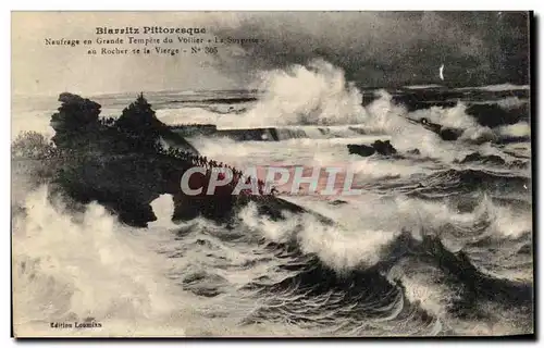 Ansichtskarte AK Biarritz Pittoresque Naufrage en grande tempete du voilier La surprise au rocher de la vierge