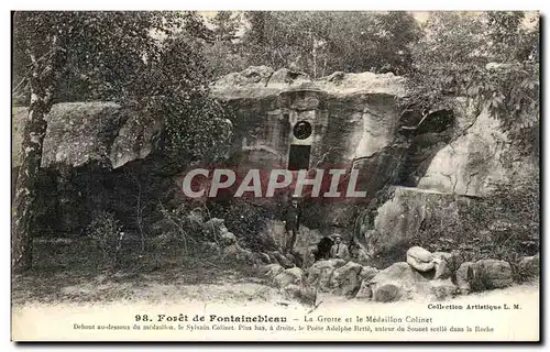 Ansichtskarte AK Foret de Fontainebleau La Grotte et le Medaillon Colinet