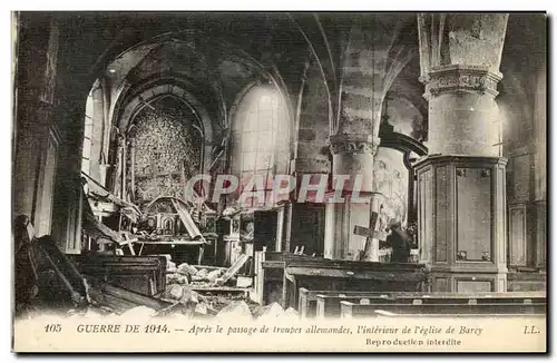 Cartes postales Guerre De 1914 Apres le Passage de Troupes Allemandes Interieur de l&#39eglise de Barcy Militari