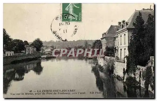 Cartes postales La Ferte Sous Jouarre Vue sur la Marne prise du pont du Faubourg vers l&#39aval