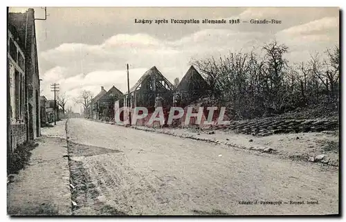 Cartes postales Lagny apres I&#39Occupation allemande 1918 Grande Rue Militaria