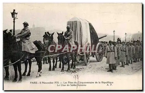 Cartes postales Paris Les Fetes du Cinquantenaire de la Republique Le Char du Soldat Inconnu Militaria