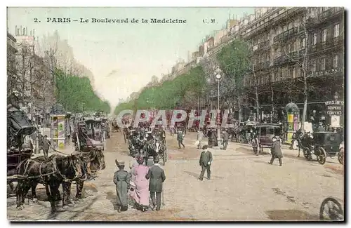 Cartes postales Paris Le Boulevard de la Madeleine Chevaux