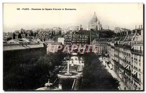 Cartes postales Paris Panorama du Square d&#39Anvers et Montmartre Sacre coeur