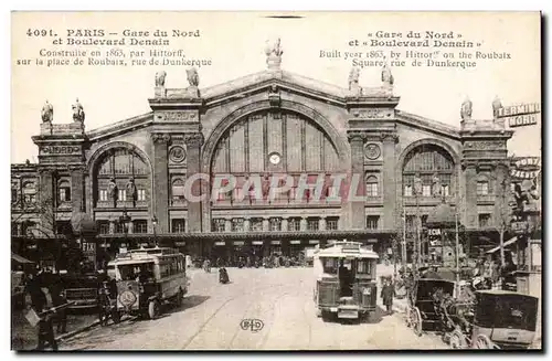 Cartes postales Paris Gare du Nord et Boulevard Denain