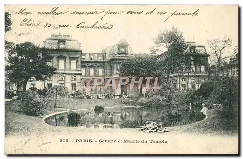 Cartes postales Paris Square et Mairie du Temple