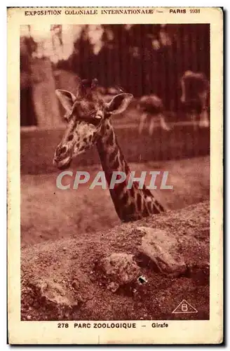 Ansichtskarte AK Paris Parc Zoologique Girafe Exposition internationale Paris 1937