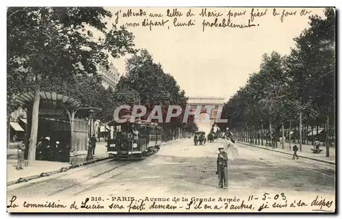 Cartes postales Paris Avenue de la Grande Armee Metro Tramway