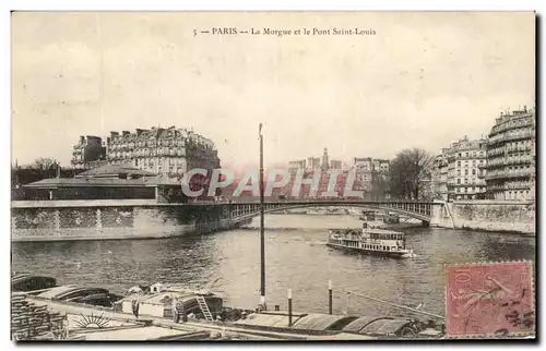 Cartes postales Paris La Morgue et le Pont Saint Louis Peniche