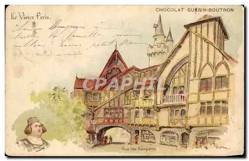 Cartes postales Paris Rue des Remparts Chocolat Guerin Boutron