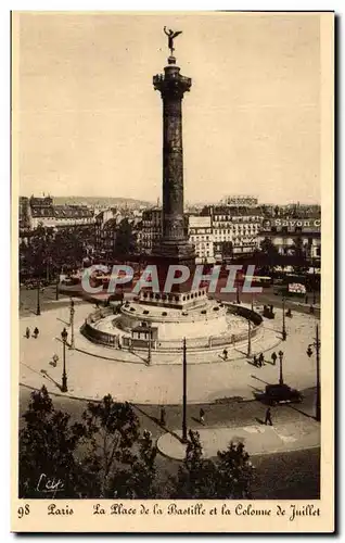 Cartes postales Paris La Place de la Bastille et la Colonne de Juillet