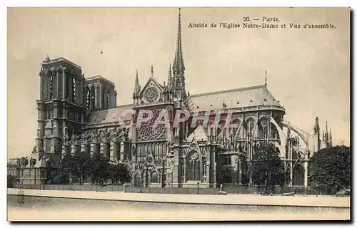 Cartes postales Paris Abside De Eglise Notre Dame et Vue Ensemble