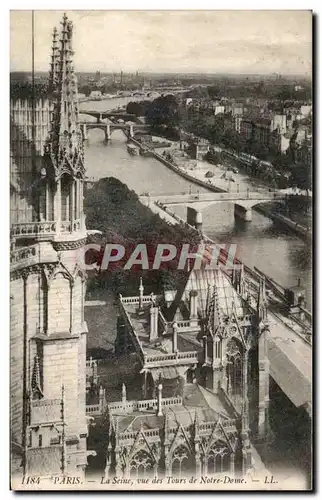 Cartes postales Paris Le Seine Vue des Tours de Notre Dame