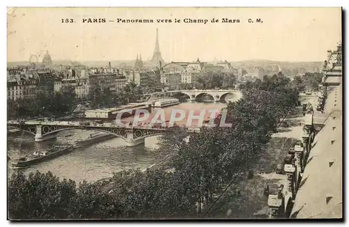 Cartes postales Paris Panorama Vers le Champ de mars Tour Eiffel