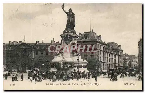 Cartes postales Paris Place et Staue de la Republique