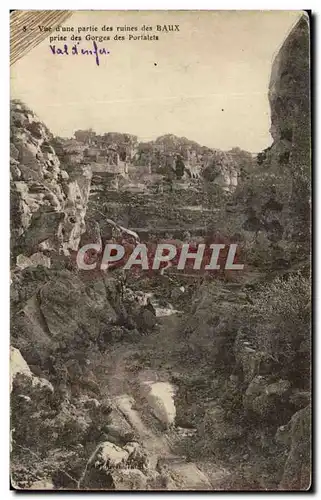 Cartes postales Vue D&#39Une partie Des Ruines Des Baux Prise Des Gorges Des Portalets