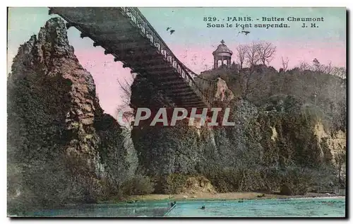 Ansichtskarte AK Paris Buttes Chaumont Sous le Pont suspendu