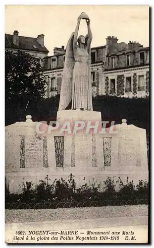 Cartes postales Nogent sur Marne Monument aux Morts eleve a la Gloire des poilus Nogentais 1914 1918 Militaria