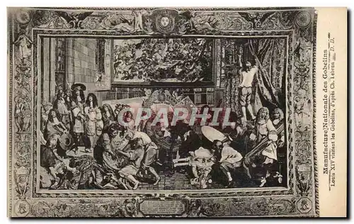 Cartes postales Manufacture Nationale des Gobelins Louis XIV visitant les Gobelins