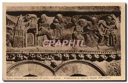 Cartes postales Eglise Abbatiale De Moissac Portail Presentation Et fuite en Egypte