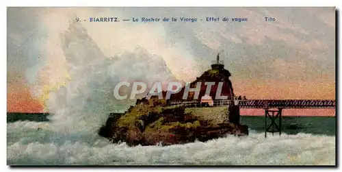 Ansichtskarte AK Biarritz Le Rocher de la Vierge Effet de Vague