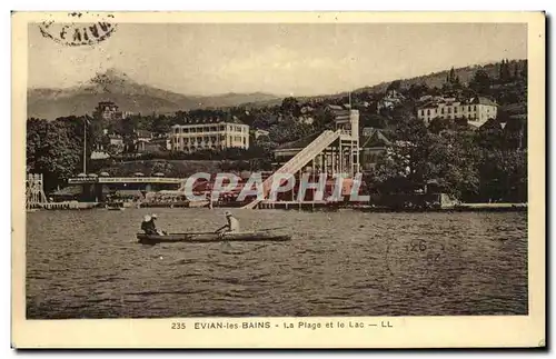 Cartes postales Evian Les Bains La Plage Et Le Lac