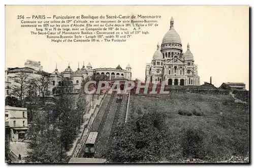 Cartes postales Paris Funiculaire et Basilique du Sacre Coeur de Montmartre