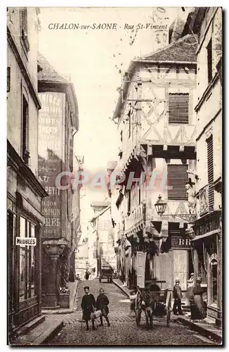 Cartes postales Chalon sur Saone Rue St Vincent Voiture a ane