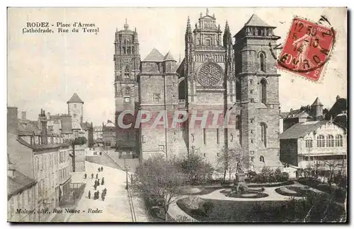 Cartes postales Rodez Place d&#39Armes Cathedrade Rue du Terral