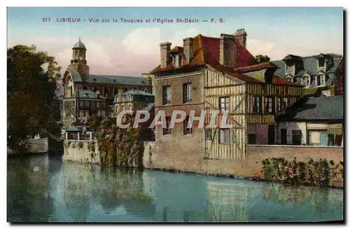 Cartes postales Lisieux Vue sur la Touques et l&#39Eglise St Desir