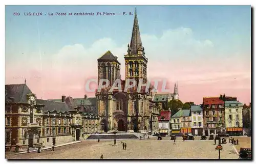 Cartes postales Lisieux La Poste et Cathedrale St Pierre