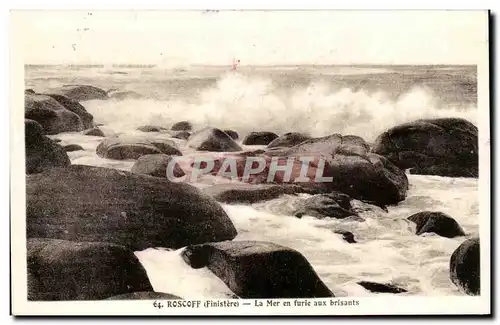 Ansichtskarte AK Roscoff La Mer en furie aux brisants