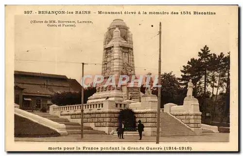 Cartes postales Besancon Les Bains Monument eleve a la momoire des 1531 Bisontins morts pour la France pendant l