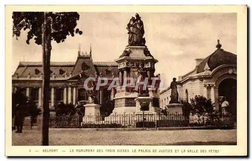 Ansichtskarte AK Belfort Le Monument Des Trois Sieges Le Palais De Justice Et La Salle Des Fetes