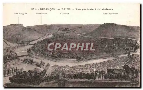 Cartes postales Besancon Les Bains Vue Generale A Vol D'Oiseau