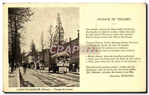 Cartes postales Ligny En Barrois Passage de troupes Militaria