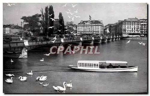 Cartes postales Geneve Pont Du Mont Blanc Bateau Cygne