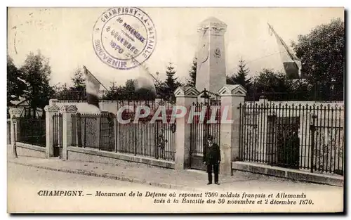 Cartes postales Champigny Monument de la Defense du Reposent 3200 soldats francais et allemands Militaria