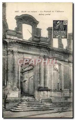 Ansichtskarte AK Ham En Ruines Le portail De L&#39Abbaye Militaria