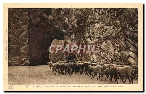 Ansichtskarte AK Saint Gironnais Tunnel de Kercabanac (route de Saint Girons a Aulus) Moutons