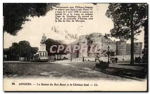 Cartes postales Angers La Statue Du Roi Rene Et Le Chateau