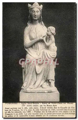 Cartes postales Fougeres Eglise Saint Sulpice Statue De Notre Dame Des Marais