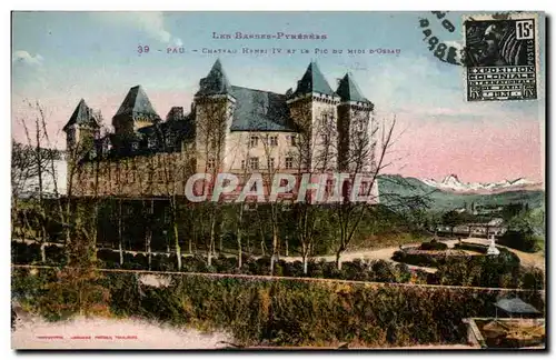 Cartes postales Les Basses Pyrenees Pau chateau Henri IV et le pic du Midi d&#39Ossau