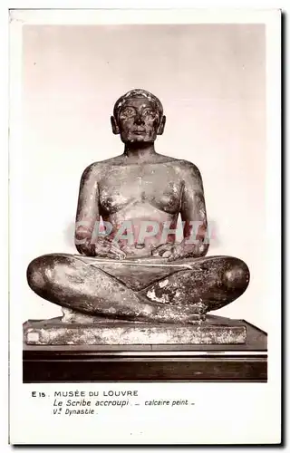 Cartes postales Musee De Louvre Le Scribe Accroupi Calcaire Peint Egypte