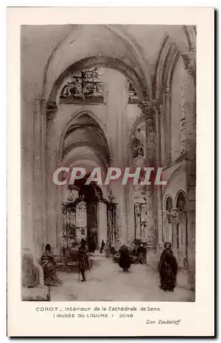 Cartes postales Corot Interieur De La Cathedrale De Sens Musee du Louvre Paris
