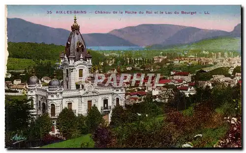 Cartes postales Aix Les Bains Chateau de la Roche du roi et le Lac du Bourget