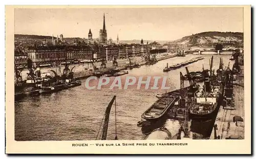 Cartes postales Rouen Vue Sur La Seine Prise Du Transbordeur Bateaux