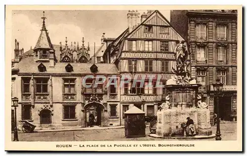 Ansichtskarte AK Rouen La Place De La Pucelle Et L Hotel Bourgtheroulde