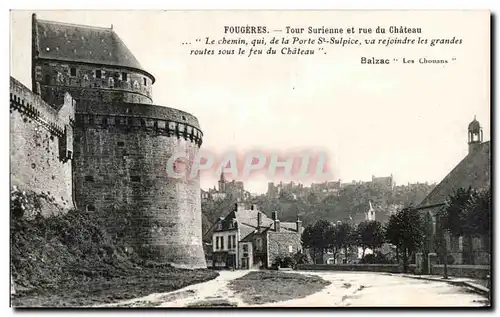 Ansichtskarte AK Fougeres Tour Surienne et rue du Chateau